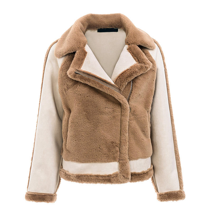 Simplee Elegant faux fur coat Women 2018 Autumn winter warm soft zipper fur jacket Female plush overcoat casual outwear