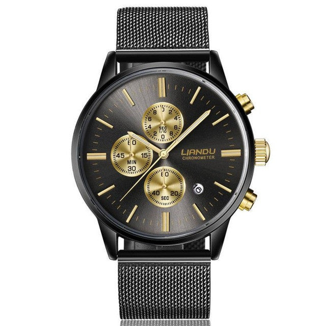 LIANDU Fashion Watch Men 2017 Stainless Steel Analog Quartz Wrist Watch For Men Dress Business Watches  relogio masculino #510