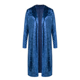Glamaker Blue velour autumn long trench coat Women slim streetwear sexy overcoat Velvet party club outwear winter coat plus size