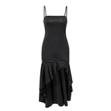 Glamaker Ruffle backless sexy long dress Women high waist irregular black party dress Elegant autumn maxi dresses vestidos 2018