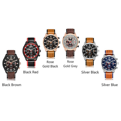 Curren Leather Band Watches Fashion Business Men Quartz Wrist Casual Sports Watches Chronograph Sub-Dials Male Wristwatch